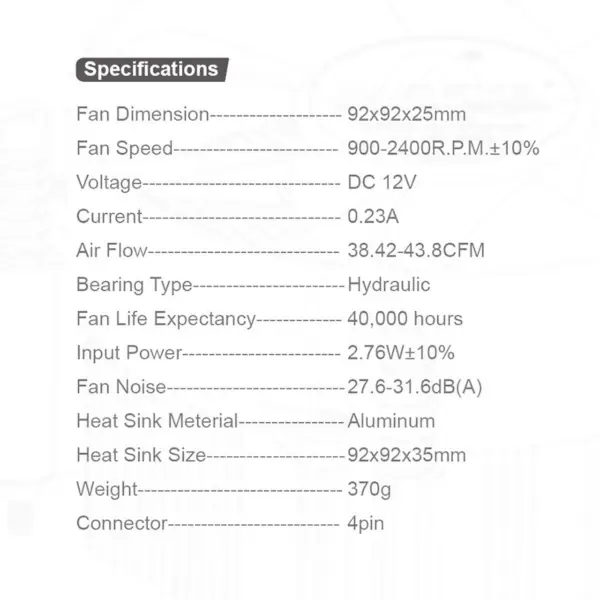 Alseye Cpu Air Cooler Fan Tdp 95w chladič chladiče s 90mm 4pin Pwm chladící ventilátor 900-2400rpm pro Lga 1155/1150/1151/1156/i3/i5