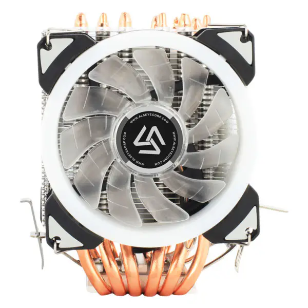 Alseye Dr-90 Cpu Cooler 6 tepelných trubek s RGB ventilátorem 4pin Pwm 90mm Cpu Fan pro počítač Lga775/115x/1366 Am2/am3/am4