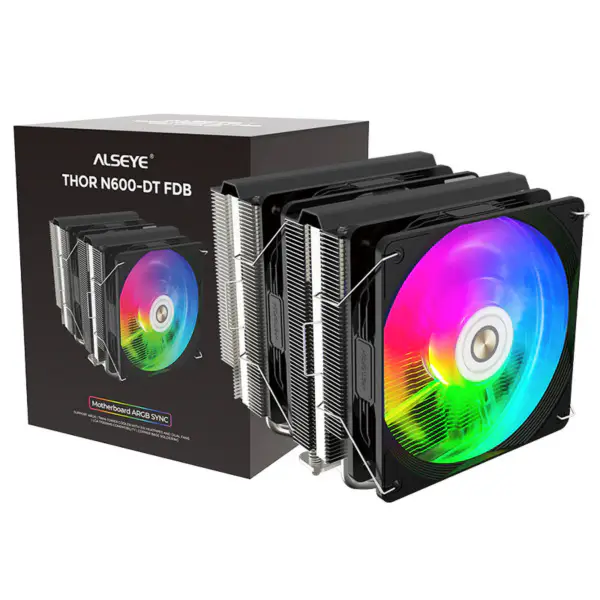 Alseye Dual Tower Cpu Cooler,250w Tdp,6 Heatpipes,120mm Argb Pwm Fan