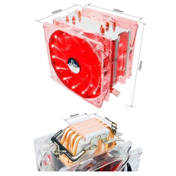 Chladič procesoru Alseye Eddy-120 Led se 4 tepelnými trubicemi a dvěma 120mm ventilátory Pwm pro procesory Intel a Amd