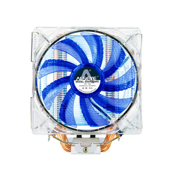 Chladič procesoru Alseye Eddy-120 Led se 4 tepelnými trubicemi a dvěma 120mm ventilátory Pwm pro procesory Intel a Amd
