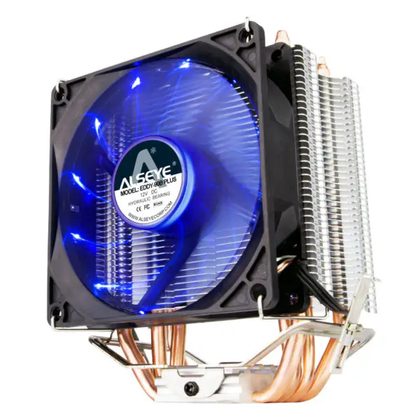 Alseye Eddy-90b Plus Led Cpu Cooler s Pwm ventilátorem Čtyři přímé kontaktní tepelné trubky