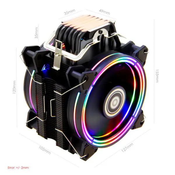 Alseye H120d Cpu Air Cooler Rgb Herní ventilátor do počítačové skříně 120mm s Pwm 4 pin 6 tepelných trubek Herní příslušenství