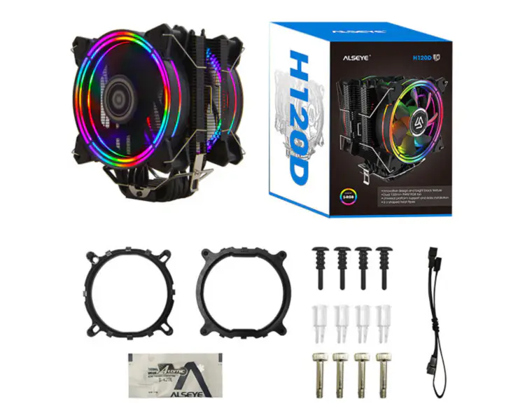 Alseye H120d Cpu Air Cooler Rgb Herní ventilátor do počítačové skříně 120mm s Pwm 4 pin 6 tepelných trubek Herní příslušenství