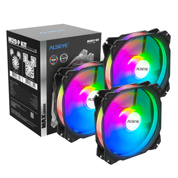 Alseye M120p Kit Black Frame Case Cooling Fan s nastavitelným RGB osvětlením