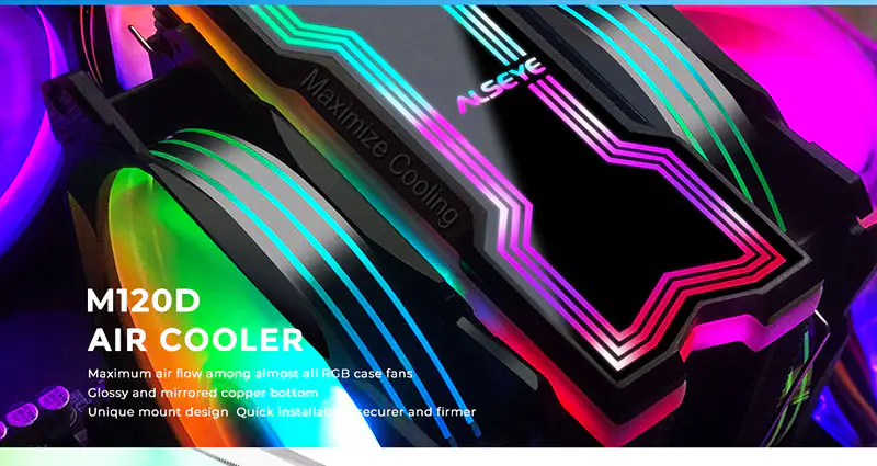 Alseye Rgb Pc Case Gaming Max120d s led krytemcpu Cooler s duálním ventilátorem