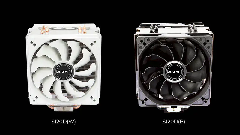Alseye S120d Black Color Cpu Fan Cooler 4 Pin Pwm 120mm 4 Heat Pipes Cooler For Lga 775 115x1366 Am2 + Am3 + Am4