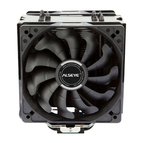 Alseye S120d Black Color Cpu Fan Cooler 4 Pin Pwm 120mm 4 Heat Pipes Cooler For Lga 775 115x1366 Am2 + Am3 + Am4