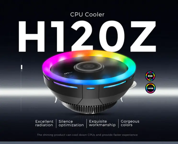 Alseye Top Grade Design Cpu Air Cooler W/ Low Profile, Copper Heat Bottom Base, Aluminium Fins, 120mm Rgb Fan