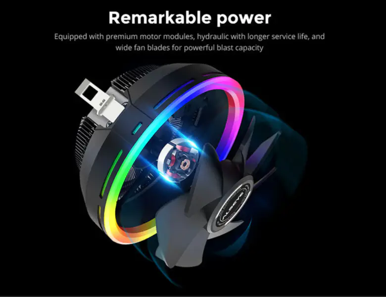 Alseye Top Grade Design Cpu Air Cooler W/ Low Profile, Copper Heat Bottom Base, Aluminium Fins, 120mm Rgb Fan