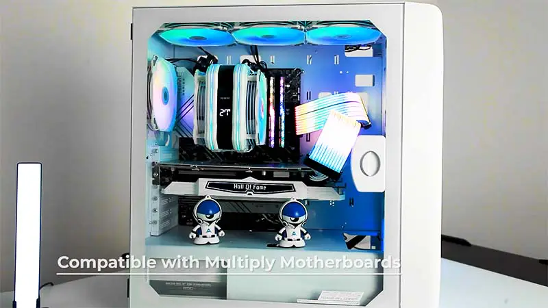 Chladič procesoru Alseye White M120d-plus se dvěma ventilátory a ukazatelem teploty pro bílou herní počítačovou skříň
