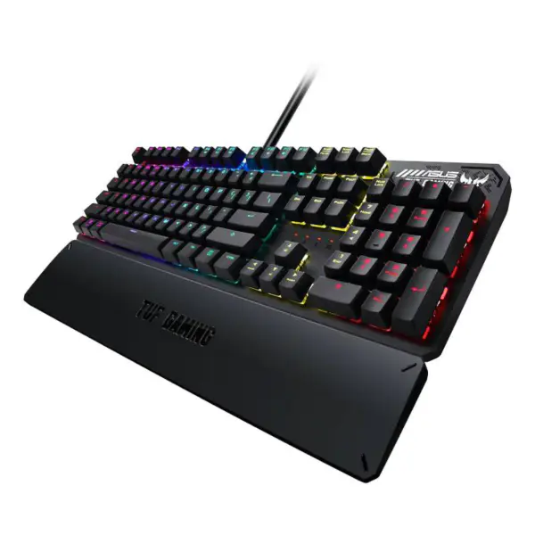 Mechanická klávesnice Tuf Esports Spy Flying Fortress K3 Drátová herní klávesnice s podsvícením Rog a magnetickou přísavkou pro dlaně Tuf K3