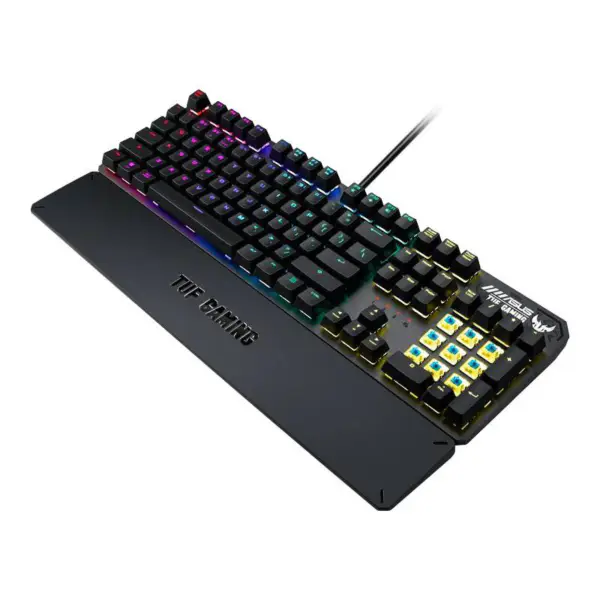 Mechanická klávesnice Tuf Esports Spy Flying Fortress K3 Drátová herní klávesnice s podsvícením Rog a magnetickou přísavkou pro dlaně Tuf K3