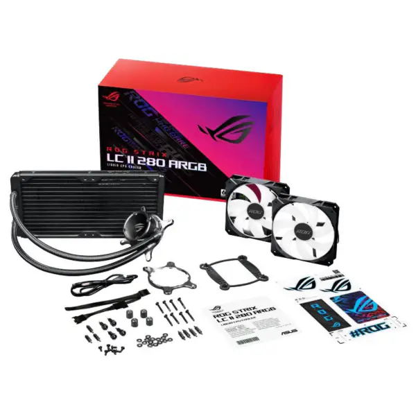 AsUs Rog Strix Lc Ii 280 Argb Aio 2fans Integrovaný chladič vodního chlazení procesoru Asetek Ventilátor chlazení procesoru