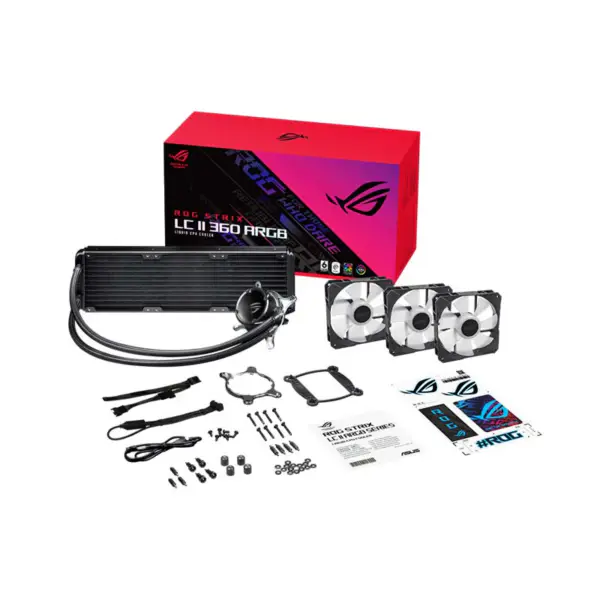 AsUs Rog Strix Lc Ii 360 Argb 3fans Integrovaný chladič vodního chlazení 12. generace procesoru Asetek 7th Pwm Dc Cpu Cooling Argb Fan