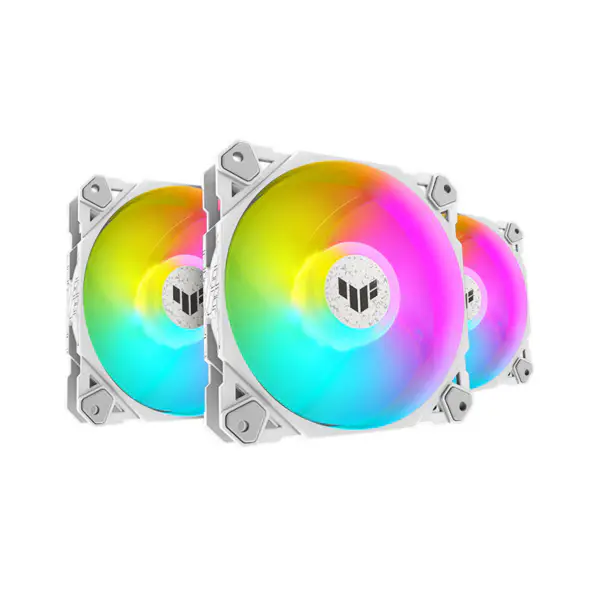 AsUs Tuf Gaming White Heroic Light Tf120 Chassis Fan 3 Pcs Argb Fan With Lighting Effect Controller Tuf Gaming Tf120 Argb 3v1