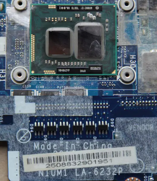 Základní deska Lenovo U260 LA-6232P s procesorem I3-380UM s integrovanou pamětí DDR3